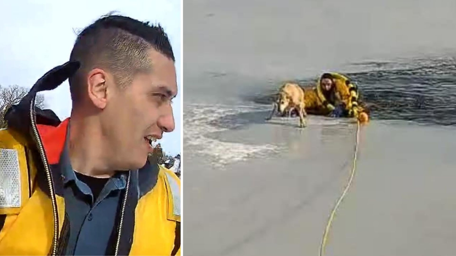 Bodycam video shows New Jersey officer rescuing dog that fell into frigid water in frozen lake