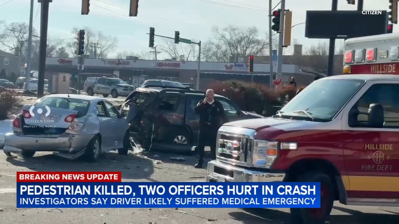 Pedestrian killed, 2 officers injured in suburban crashes: Police