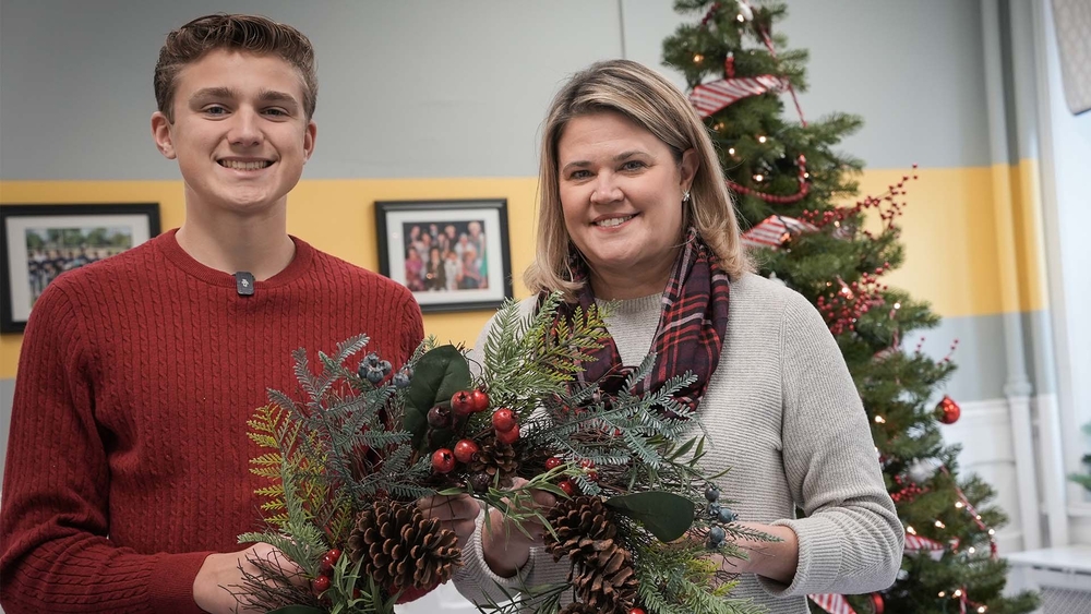 Mother and son donate hand-me-down holiday decorations