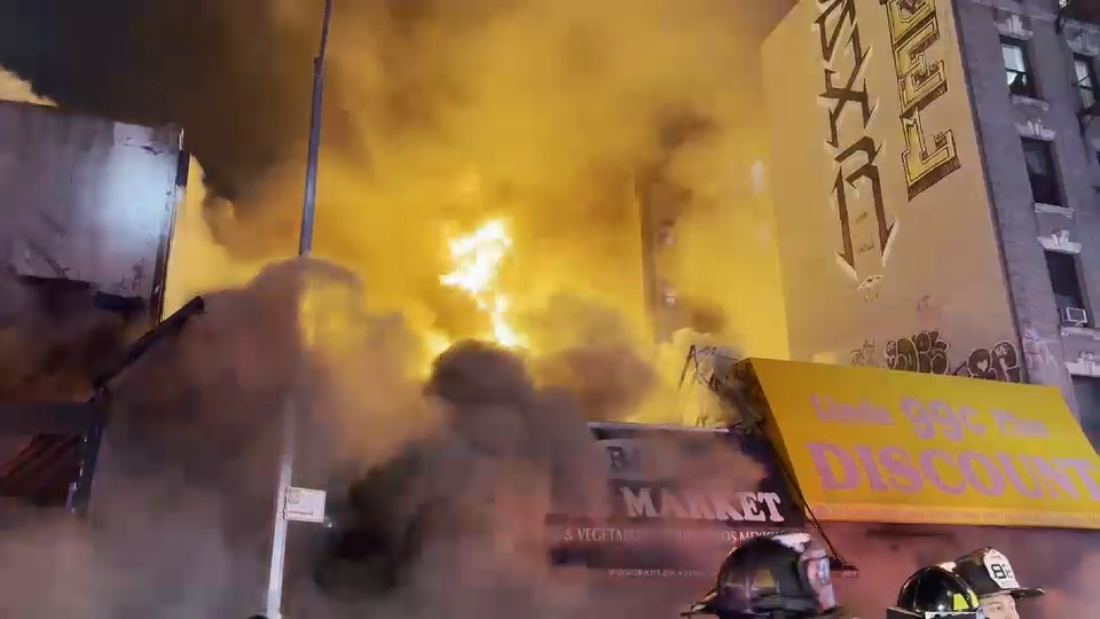 5-alarm fire in Longwood, Bronx rips through 3 businesses and apartment building; 1 injured - ABC7 New York