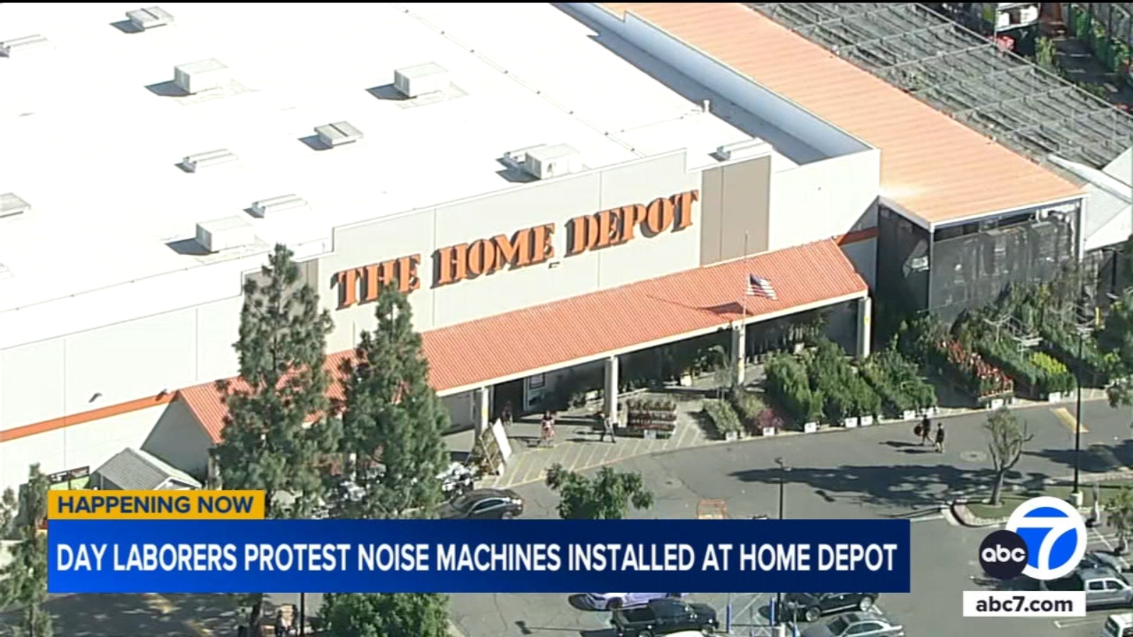 Day laborers protest noise machines allegedly installed at Home Depot store in Cypress Park