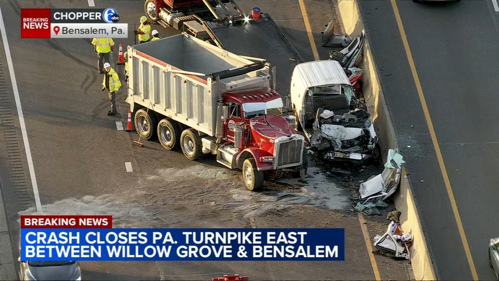 Pa. Turnpike shut down in Bucks County due to crash
