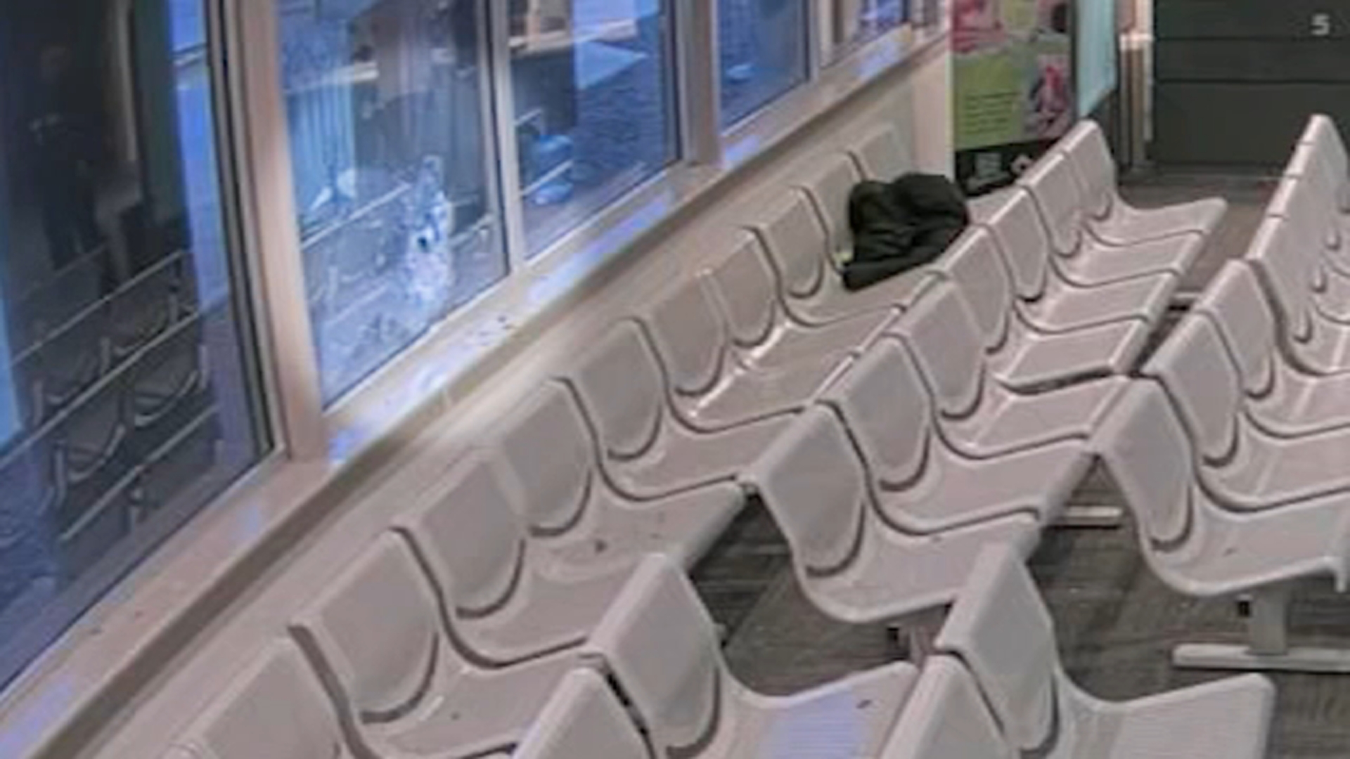 This image from inside the Delaware DMV on Hessler Blvd. in New Castle shows what appears to be a bullet hole in a window.