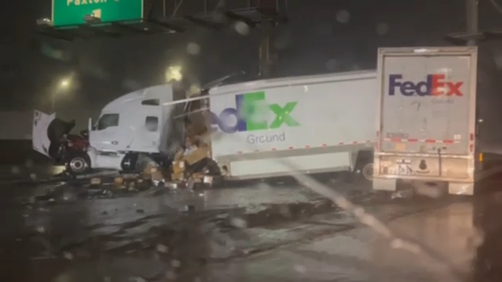 FedEx semi-truck crash shuts down portion of 5 Freeway in San Fernando for hours