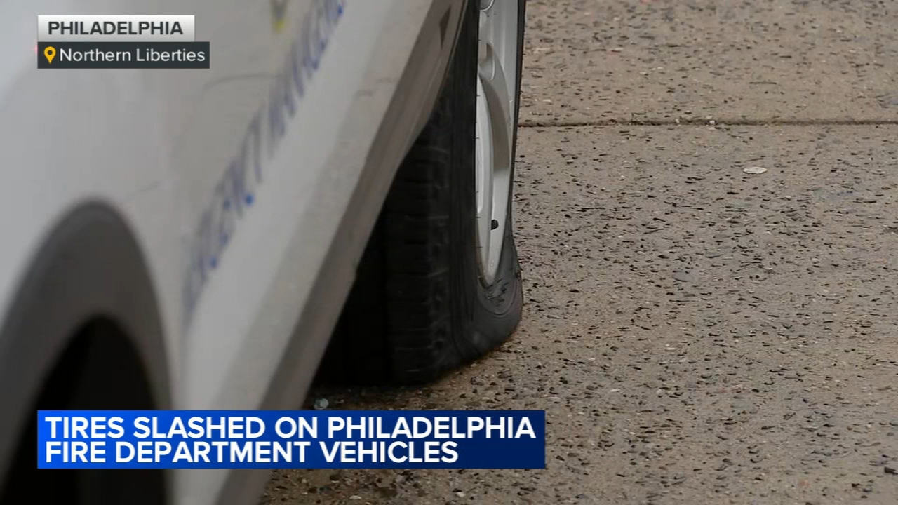 Tires flattened on 10 vehicles at Philadelphia Fire Department headquarters
