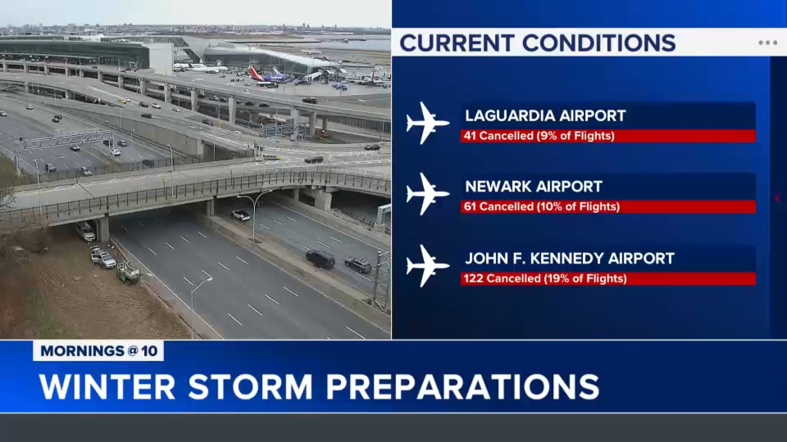 Area flight cancellations as of 9 a.m. - ABC7 New York