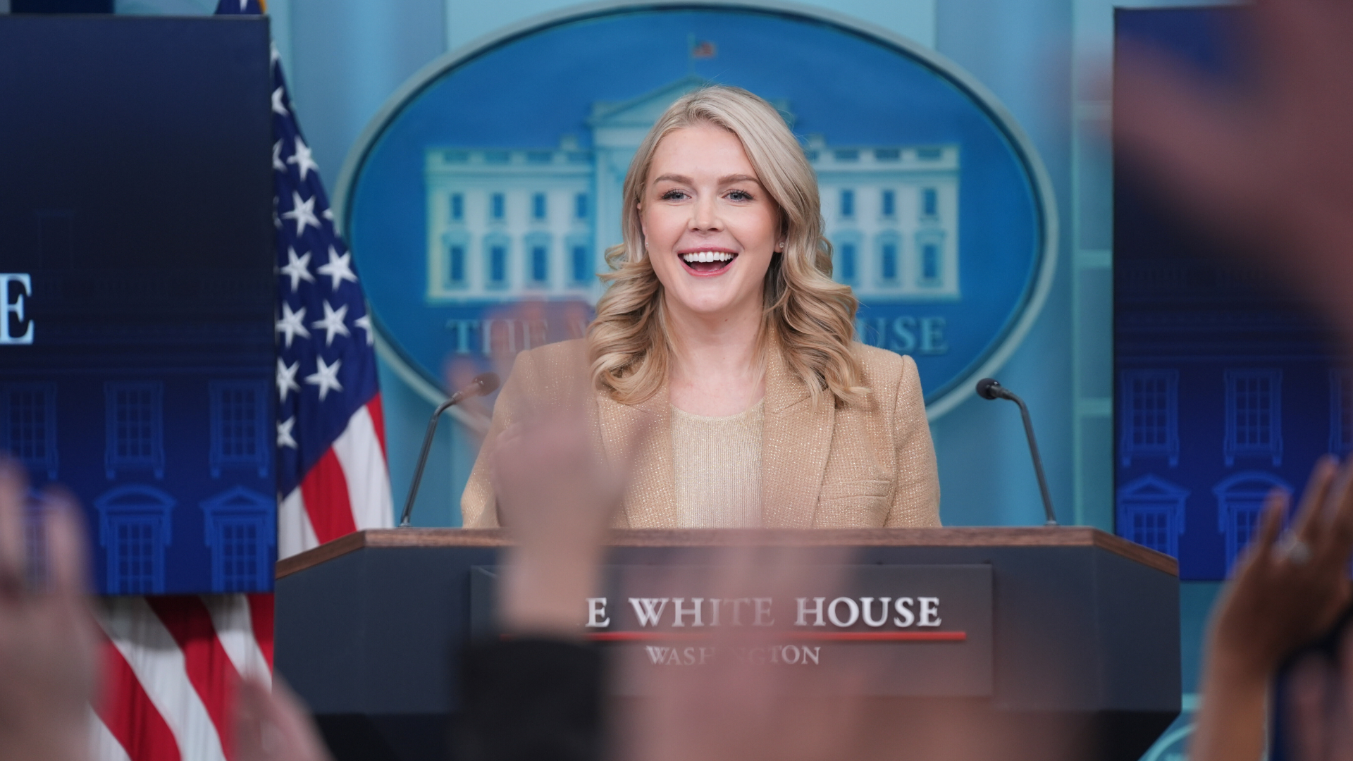 White House press secretary Karoline Leavitt speaks during a press briefing at the White House, Monday, Dec. 1, 2025, in Washington.