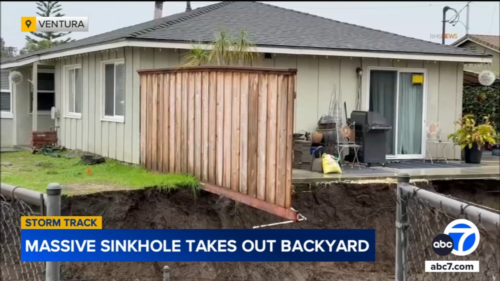 Massive sinkhole washes away Ventura family’s backyard Massive sinkhole washes away Ventura family’s backyard