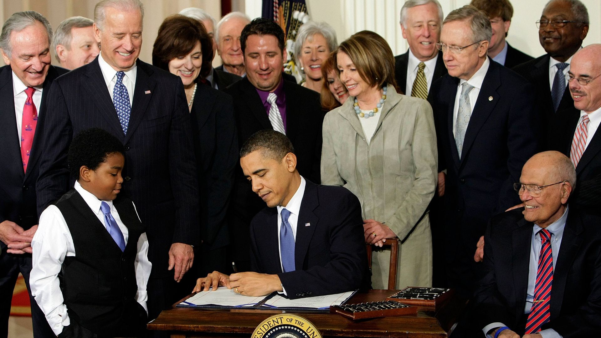 In this March 23, 2010, file photo, President Barack Obama signs the Patient Protection and Affordable Care Act in the East Room of the White House in Washington.