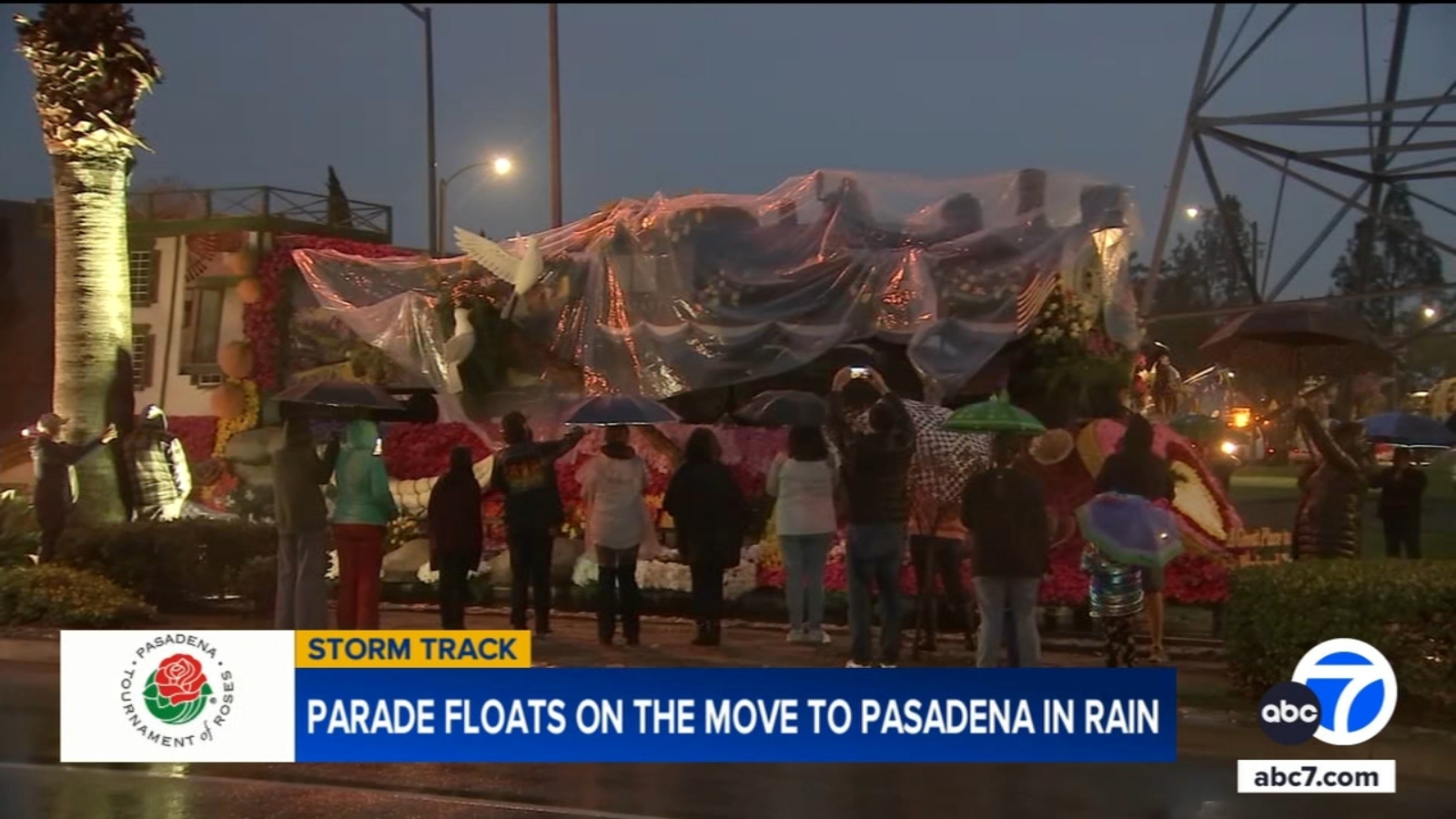 Rose Parade 2026 floats on the move to Pasadena for Tournament of Roses in the middle New Years Eve storm Rose Parade 2026 floats on the move to Pasadena for Tournament of Roses in the middle New Years Eve storm