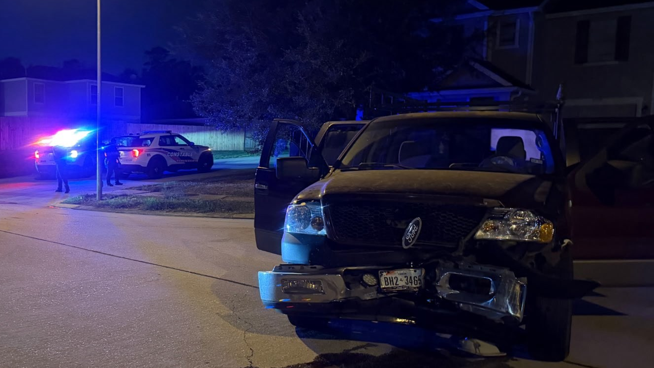 An image posted by Pct. 4 Constable Mark Herman's office showed a Ford pick-up truck with front-end damage.