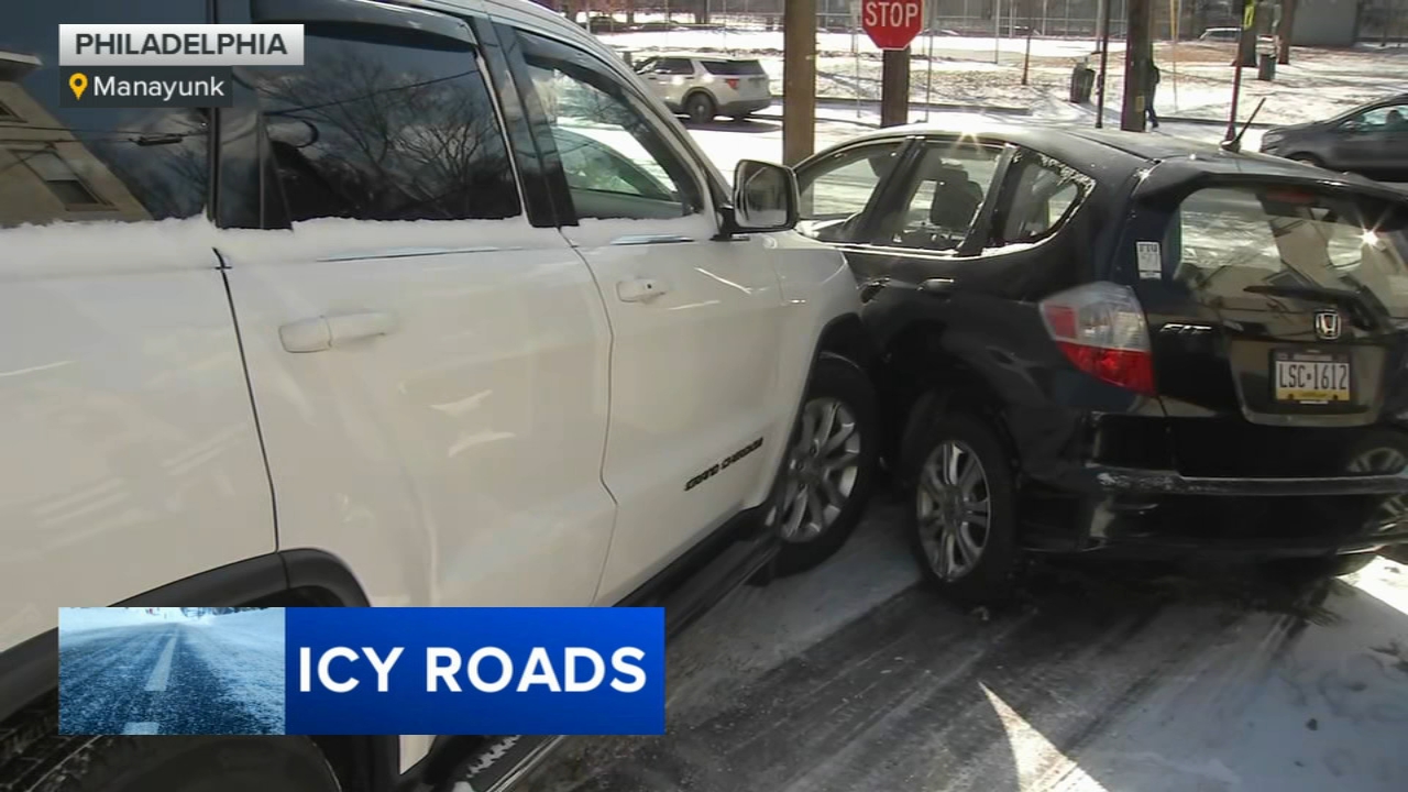 Icy roads cause crashes across Philadelphia after snow squalls