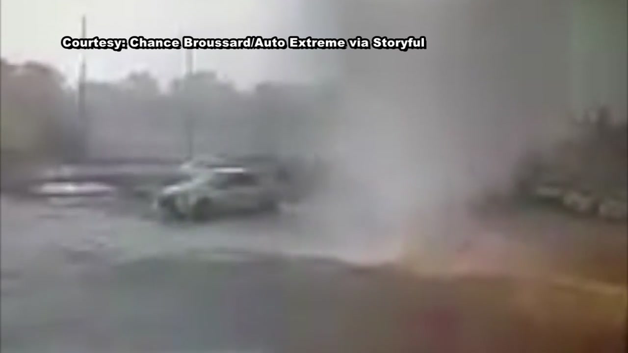 Tornado flips car at Louisiana repair shop