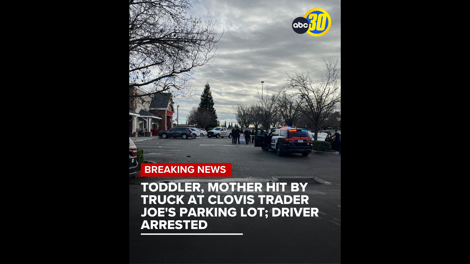 Toddler, mother hit by truck at Clovis Trader Joe's parking lot; driver arrested
