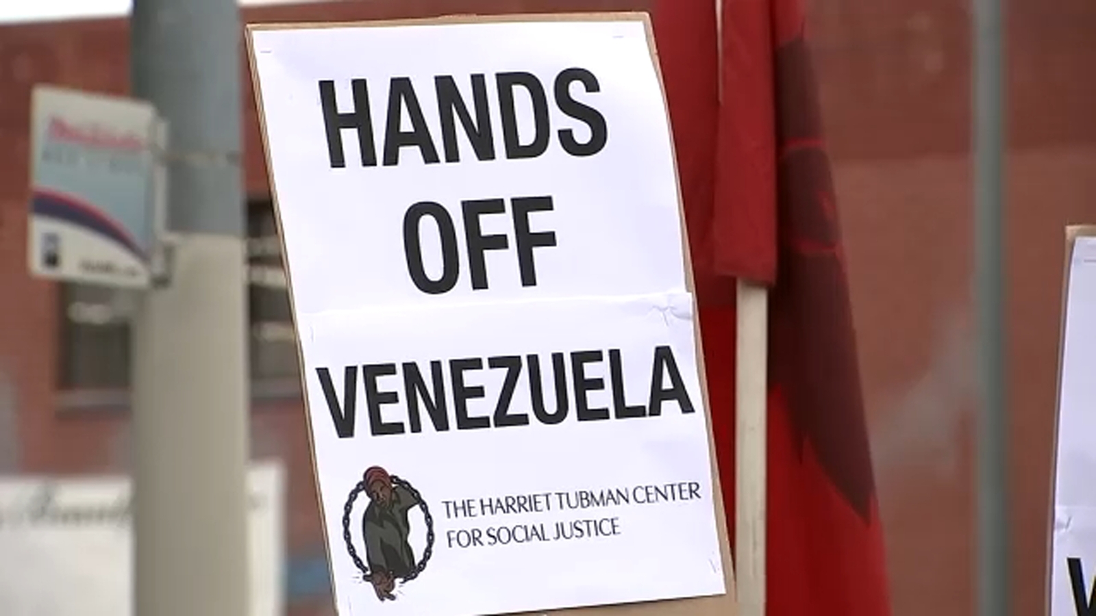 Community organizations gather for ‘Hands Off Venezuela’ rally in downtown Los Angeles