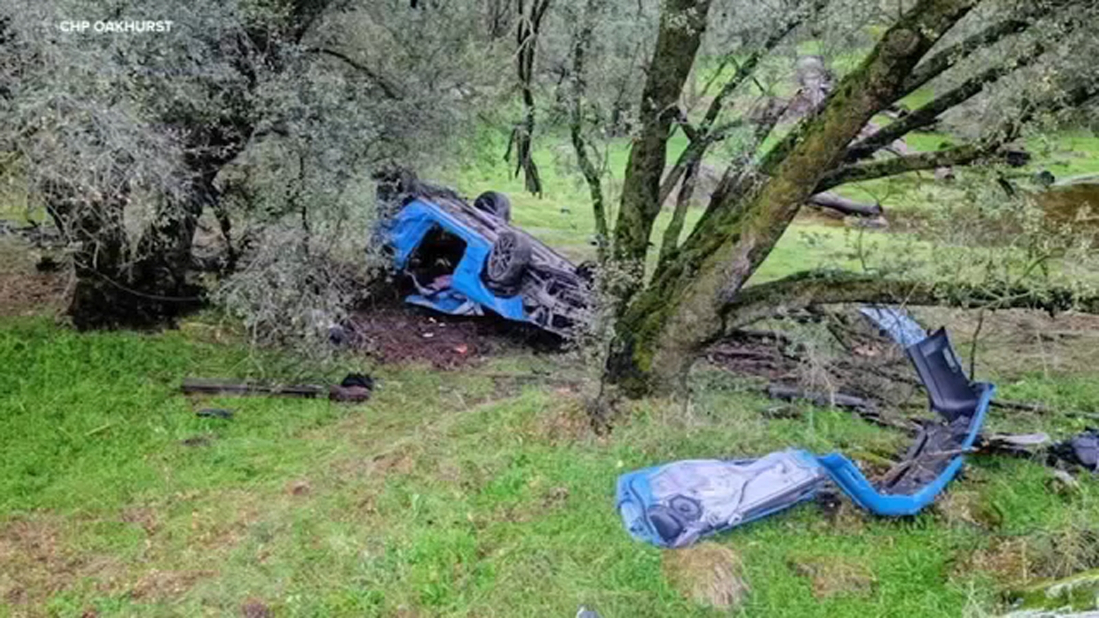 Driver injured after car rolls over on rain-soaked Highway 41 in Madera County