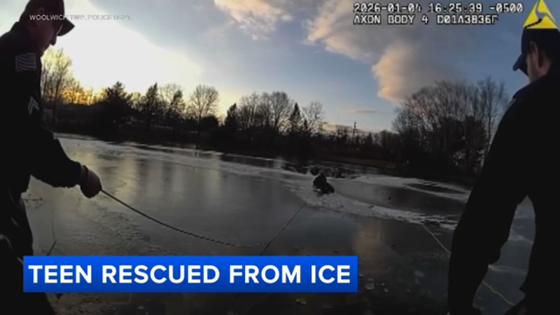 Police rescue freezing teen after he falls through ice on New Jersey pond