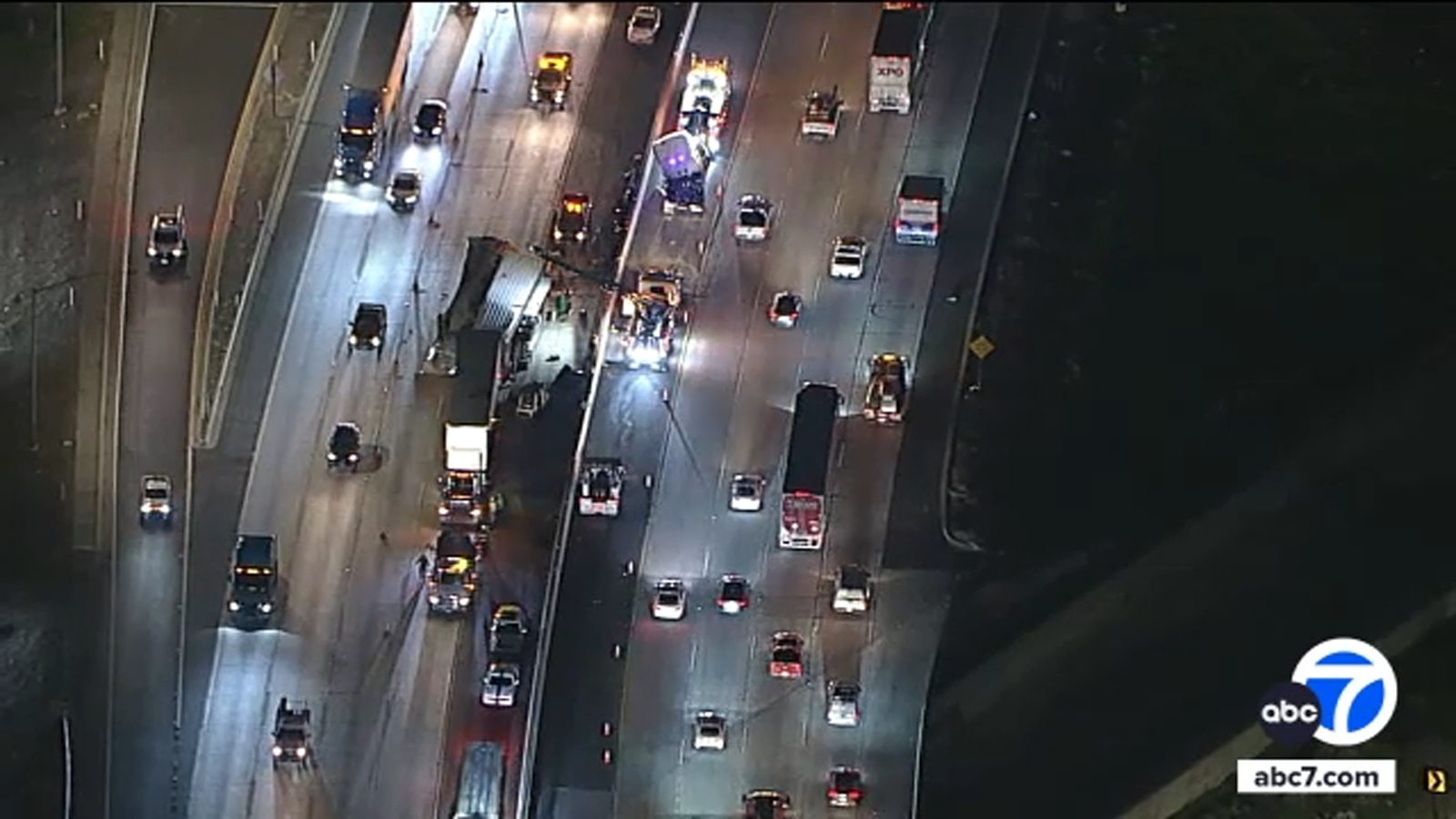 Semi-truck crash spills corn on 10 Freeway in San Bernardino Semi-truck crash spills corn on 10 Freeway in San Bernardino