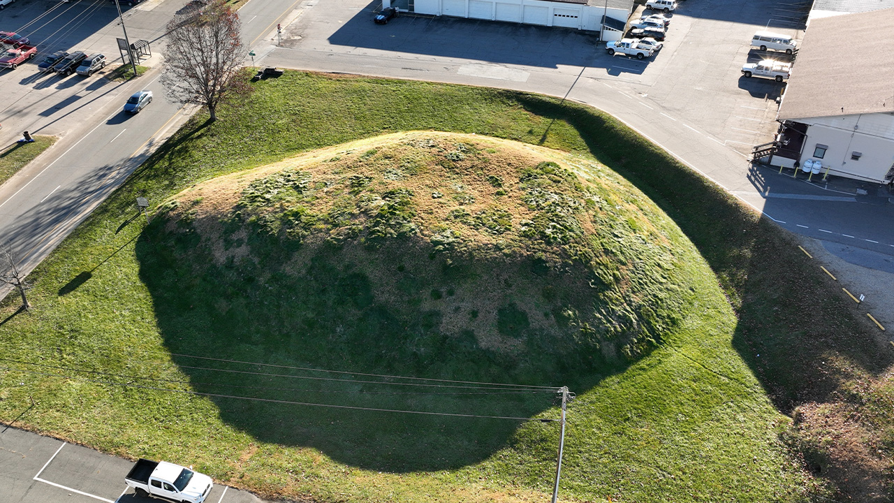 This photo provided by the Noquisi Initiative shows the Noquisiyi Mound on Nov. 30, 2021, in Franklin, N.C.