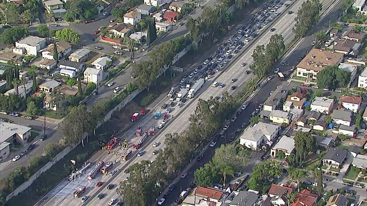 SB 2 Fwy in Glassell Park closed after crash involving milk tanker