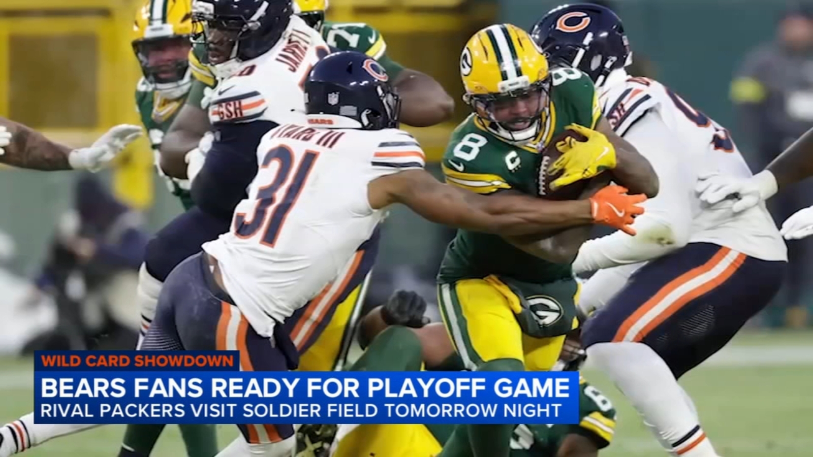 NFL playoffs: Chicago Bears mascot Staley, Monster Squad hype up fans ...