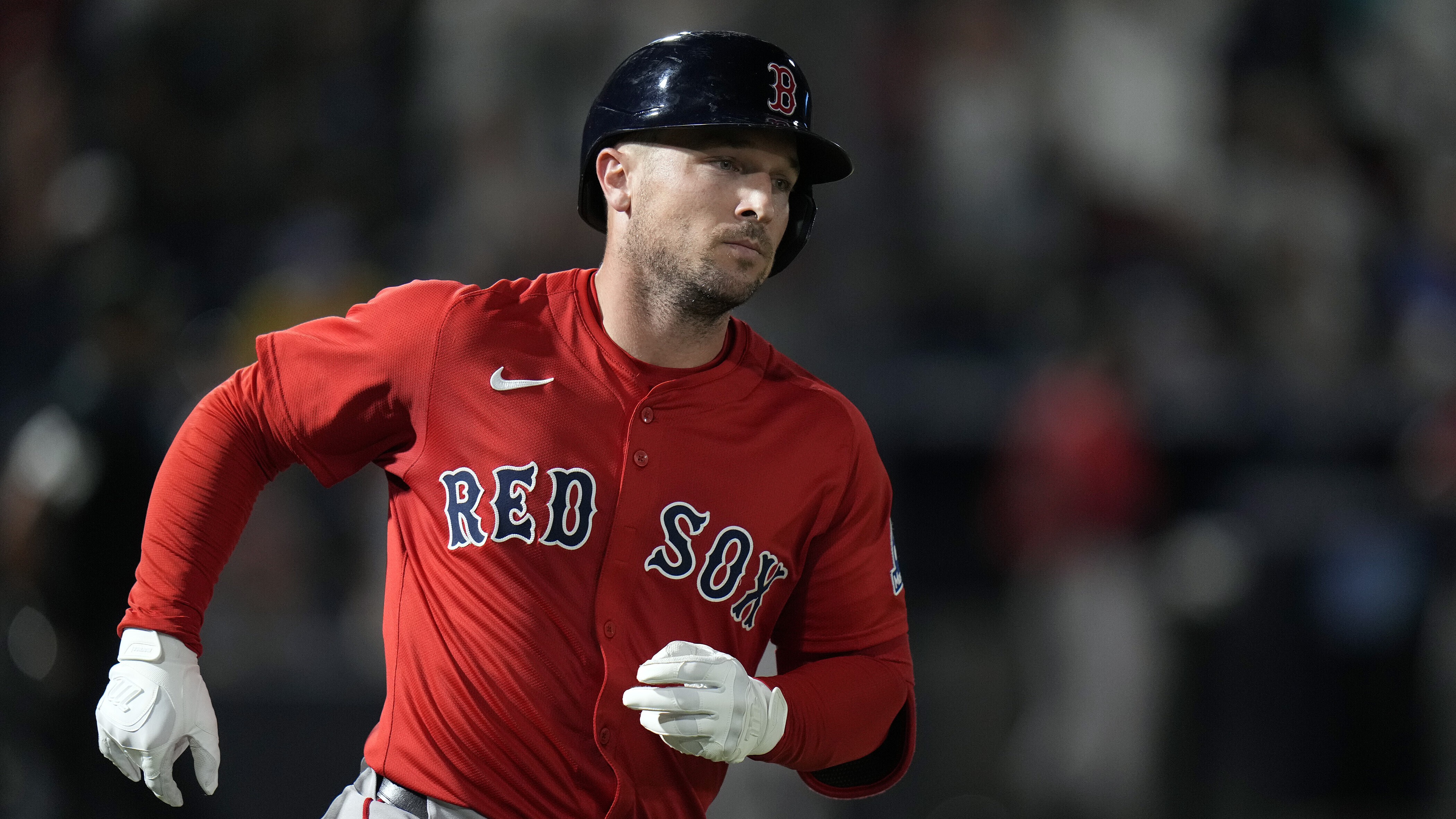 Former Boston Red Sox player Alex Bregman runs the bases after his home run during the third inning of a baseball game Friday, Sept. 19, 2025, in Tampa, Fla.