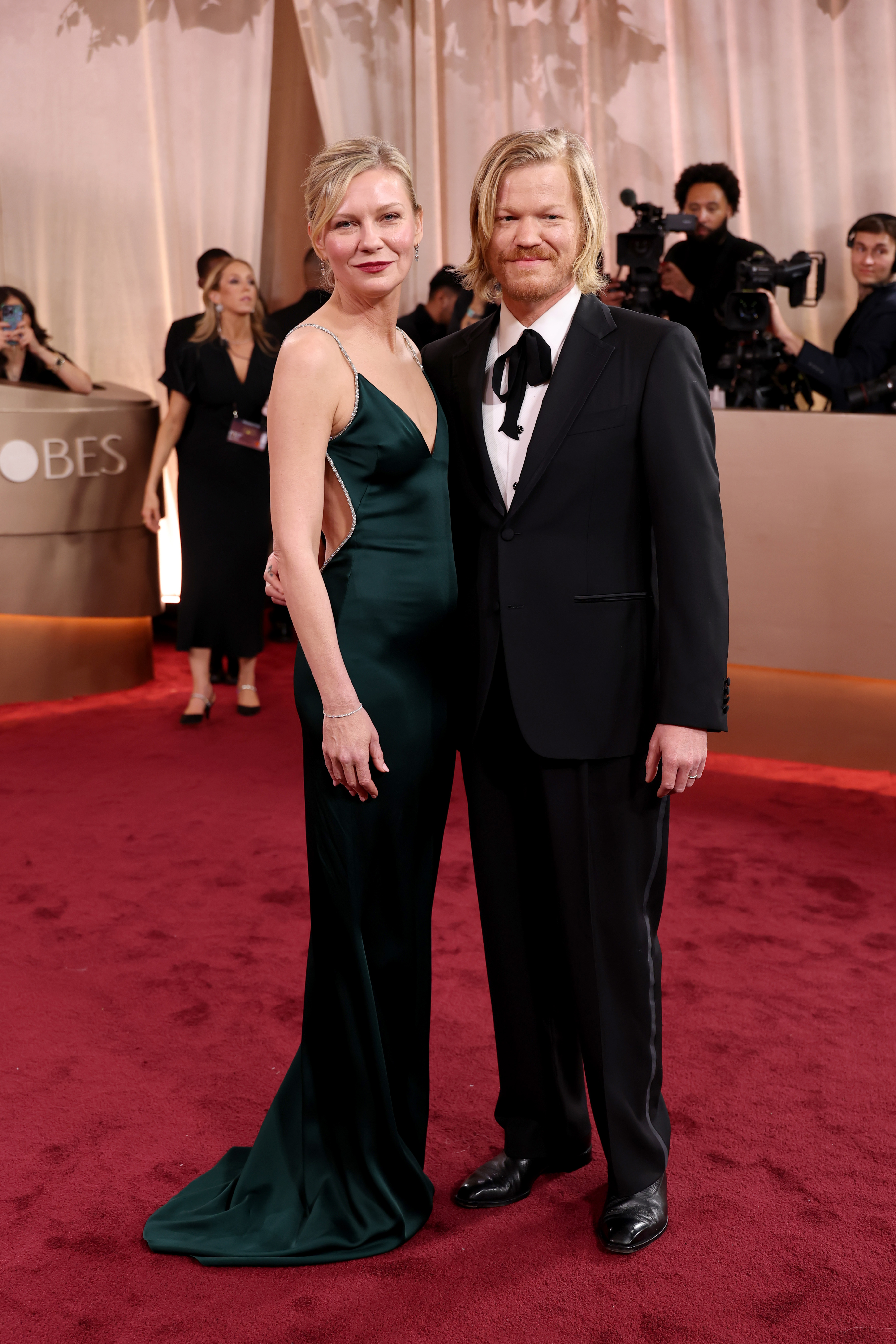 Kirsten Dunst and Jesse Plemons attend the 83rd annual Golden Globe Awards at The Beverly Hilton on January 11, 2026 in Beverly Hills, California.