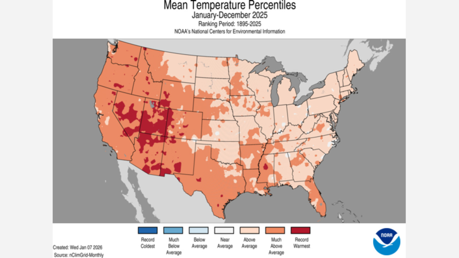 2025 one of the warmest years on record for the U.S., NOAA climate report shows