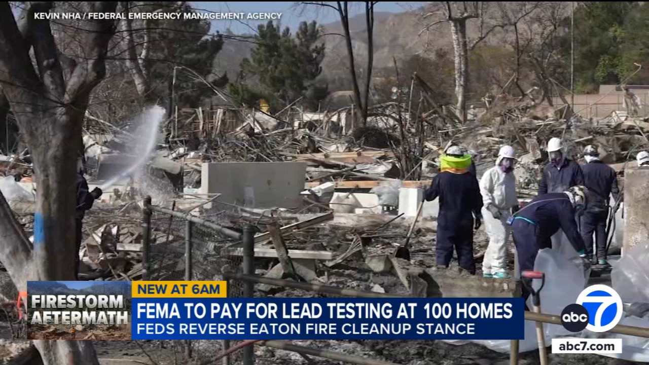 FEMA to pay for lead testing at 100 homes destroyed by Eaton Fire, report says