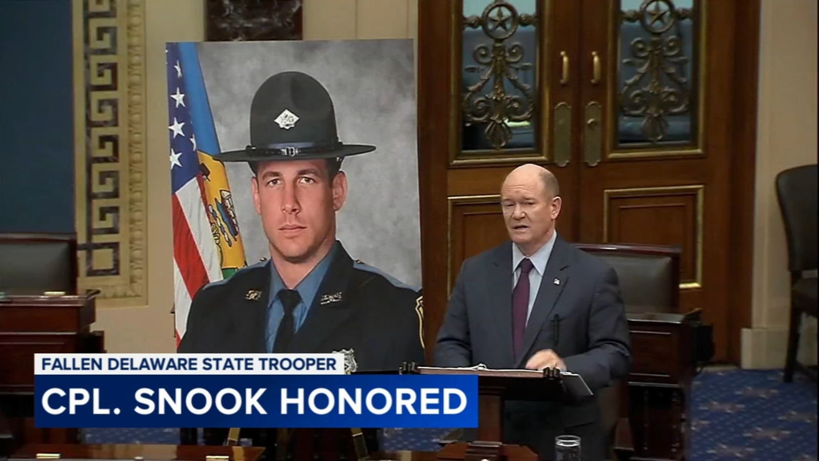 Sen. Coons honors fallen Delaware State Police trooper