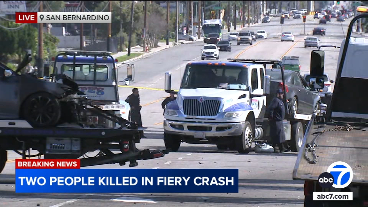 2 killed in fiery multi-vehicle crash in San Bernardino