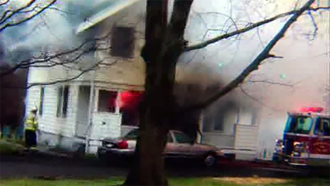 Firefighter falls through collapsed floor