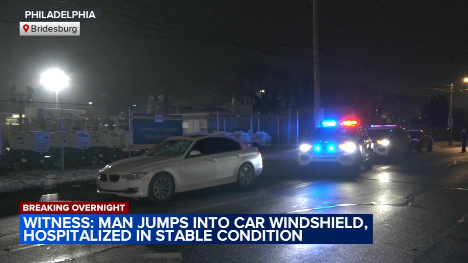 Man hospitalized after jumping through car windshield in Bridesburg
      
