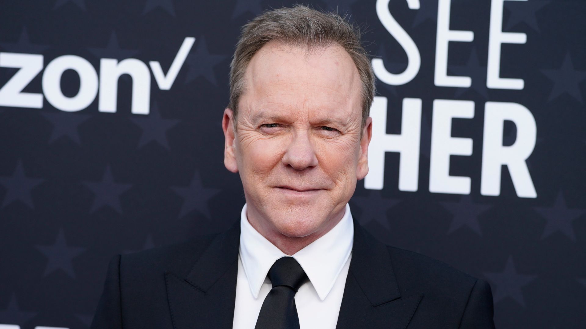 Kiefer Sutherland arrives at the 29th Critics Choice Awards Jan. 14, 2024, at the Barker Hangar in Santa Monica, Calif.