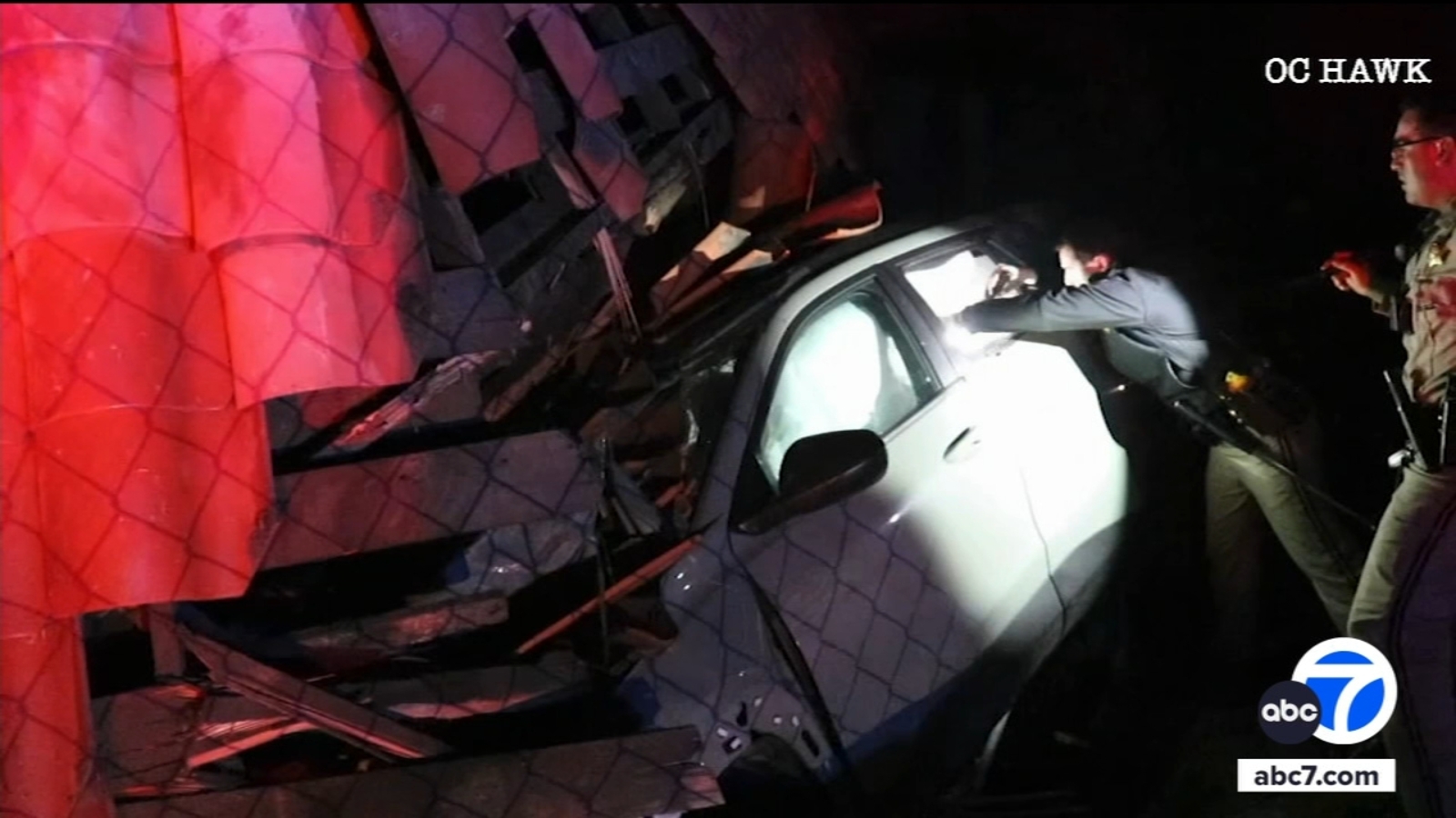 Search underway for driver who crashed into Woodland Hills building
      