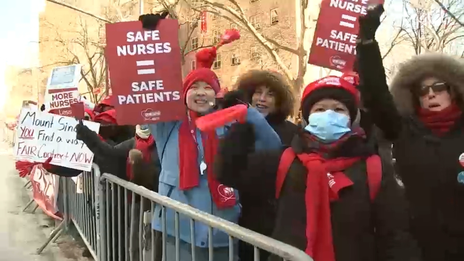 New York City nurses picket for tenth day of strike in bitter cold