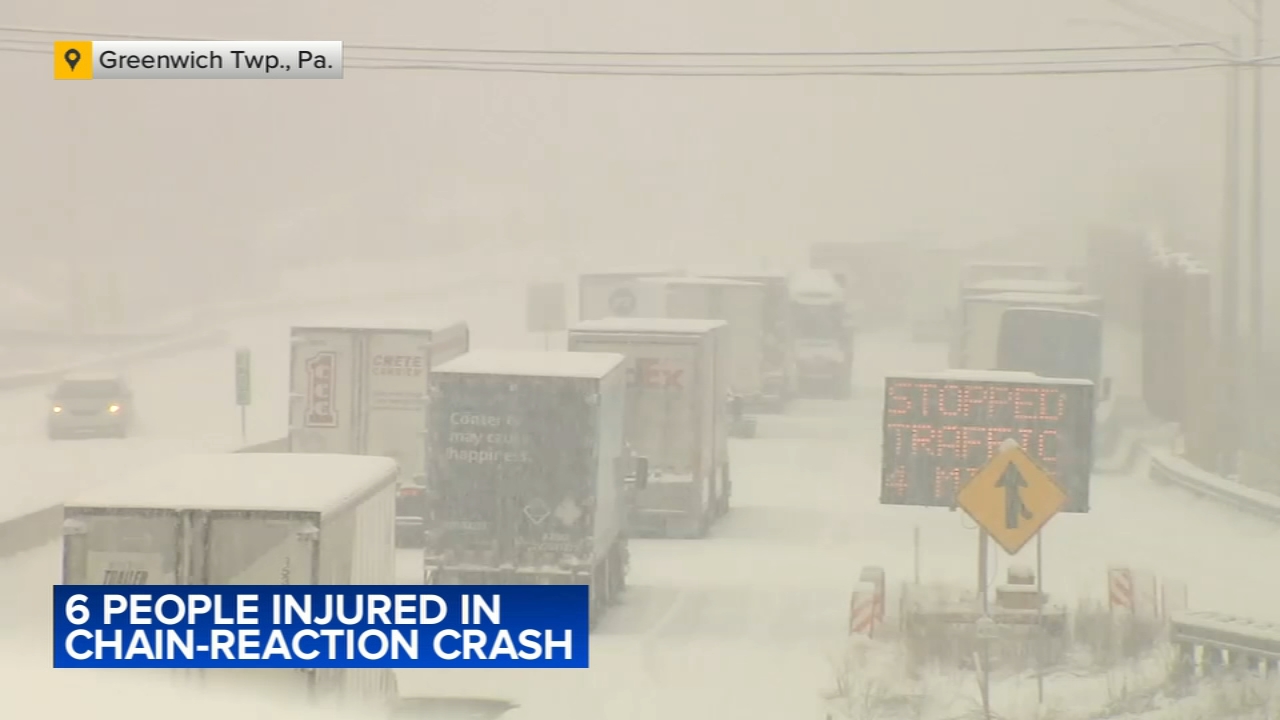 Massive pileup leaves 6 hurt following snowy chain-reaction crash