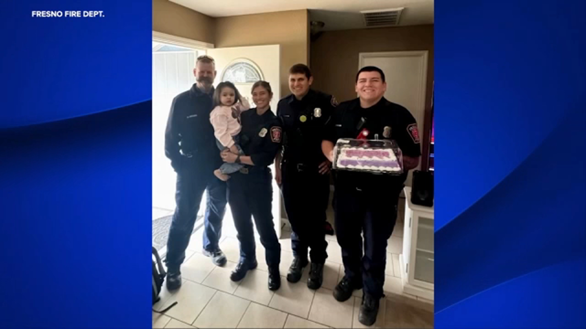 Fresno firefighters surprise girl with birthday cake after oven fire