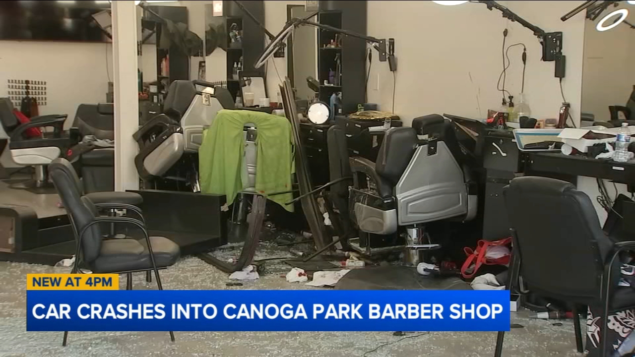 Driver crashes into Canoga Park barbershop, injuring 3