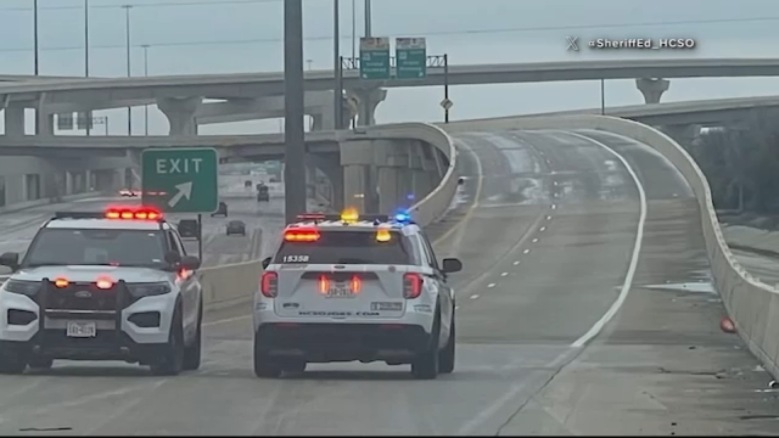 Drivers in Cypress navigate around icy road conditions