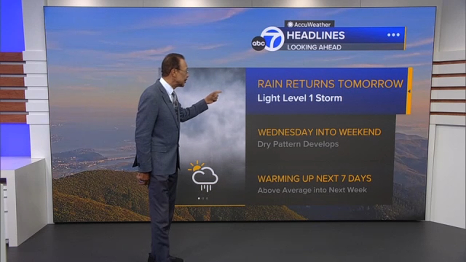AccuWeather Forecast: Chilly overnight, light rain and showers arrive  tomorrow afternoon - ABC7 San Francisco