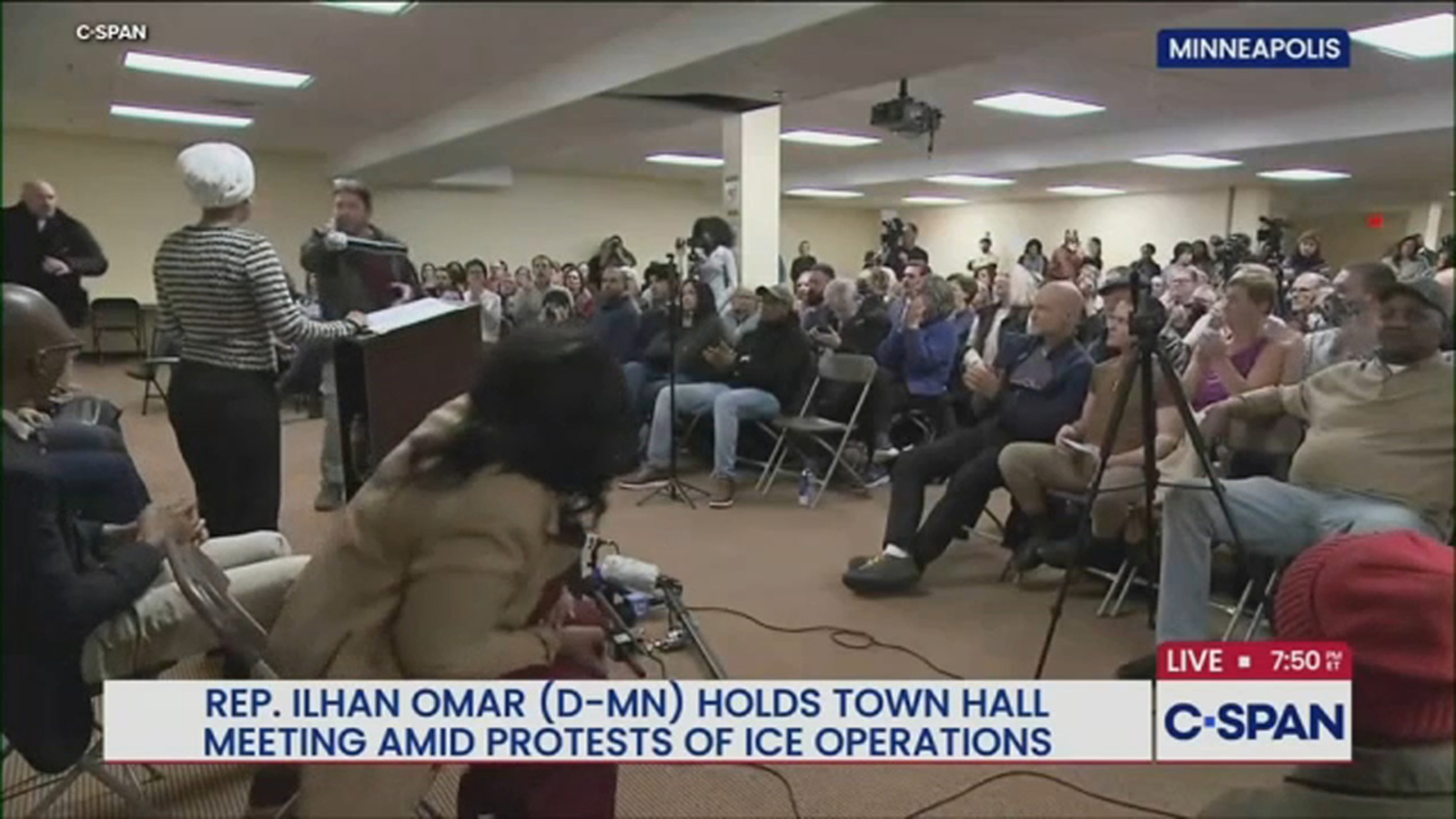 Ilhan Omar attacked as man sprays unknown substance during Minneapolis town hall Ilhan Omar attacked as man sprays unknown substance during Minneapolis town hall