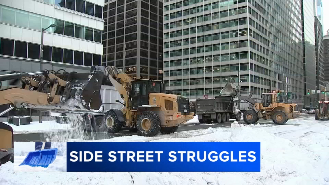 Major snow removal operation shuts down streets around City Hall