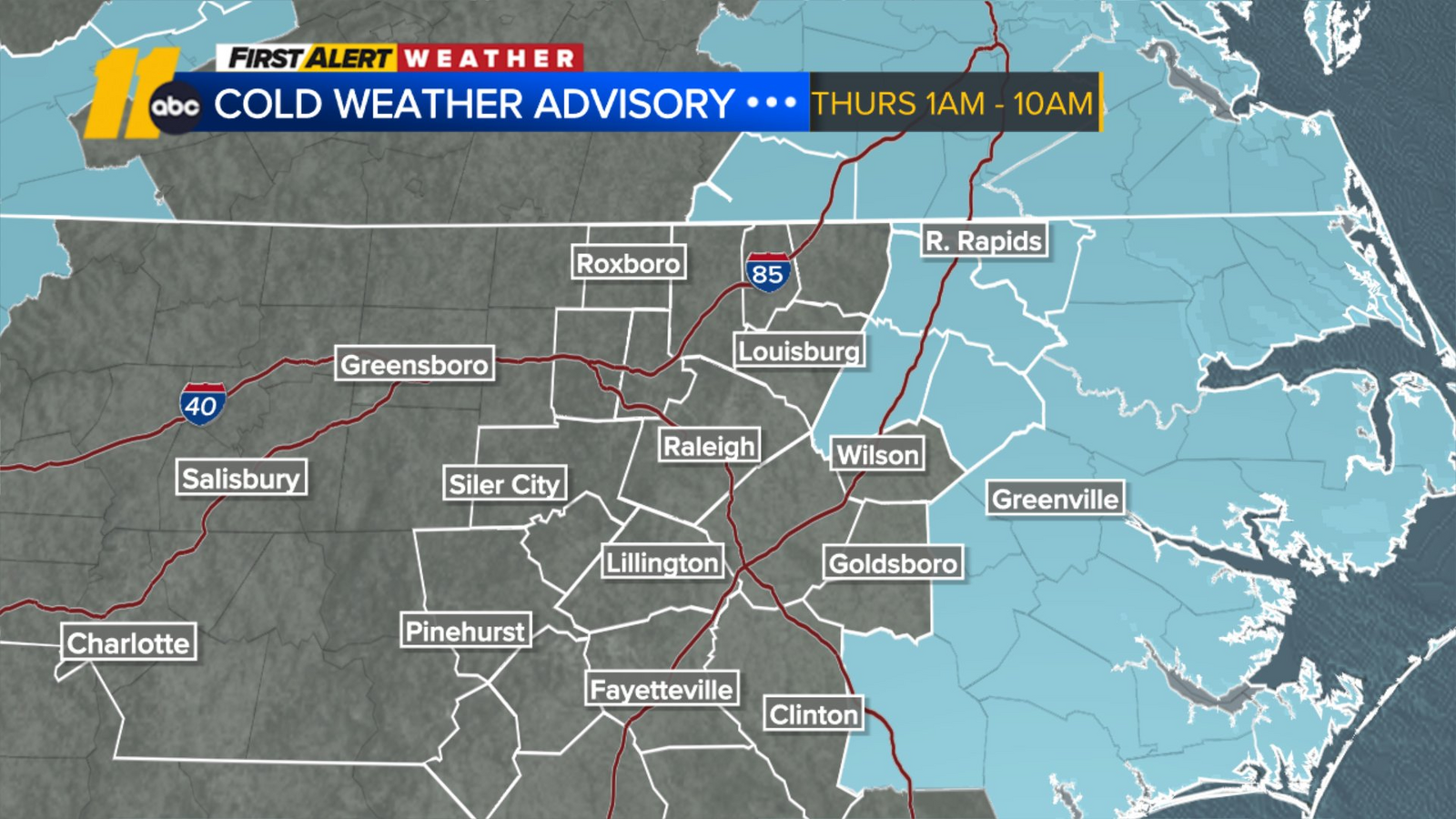 Cold weather advisory issued for some eastern counties - ABC11 Raleigh ...