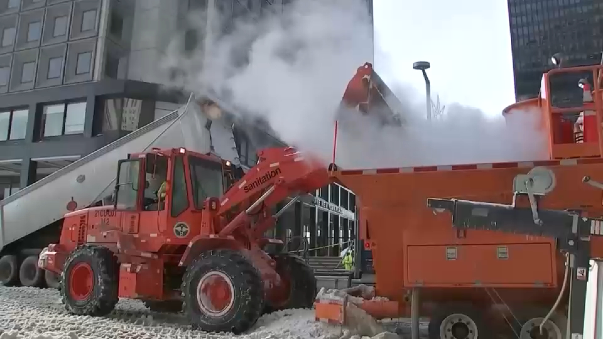 NYC Department of Sanitation shows how they're melting piles of snow across the 5 boroughs