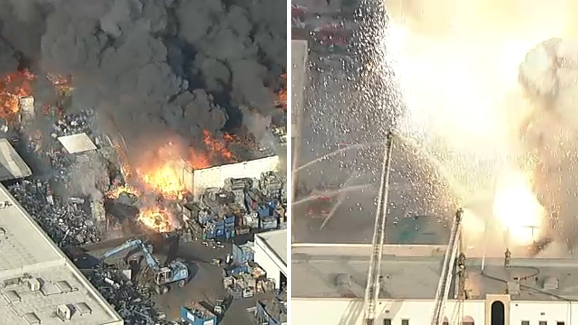 Massive building fire burns in South El Monte; smoke seen from miles away