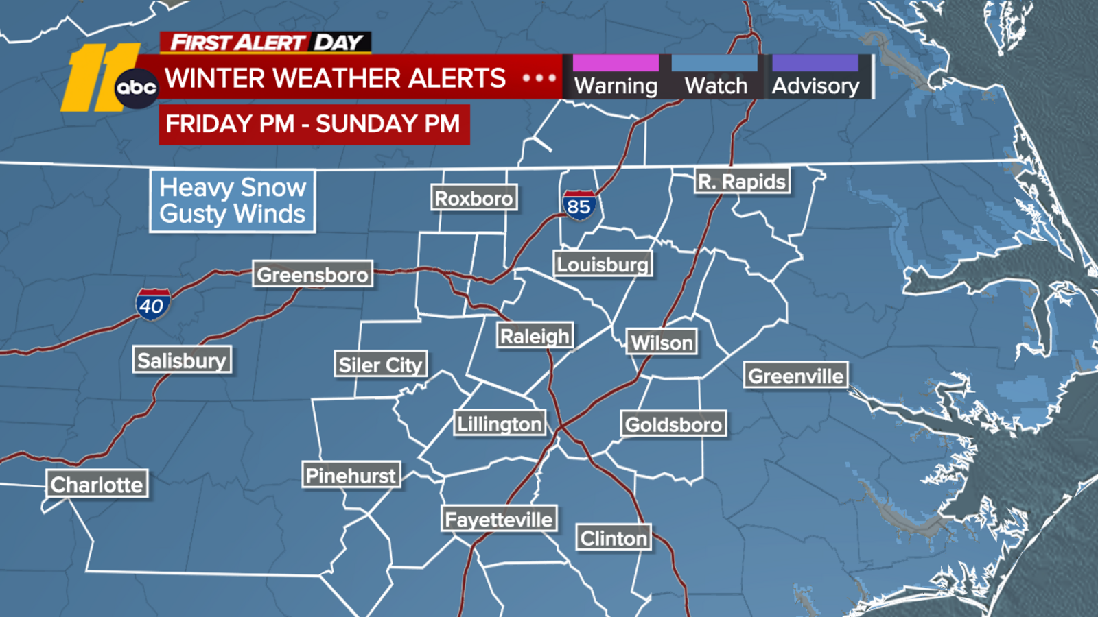 Winter storm watch in effect Friday through Sunday - ABC11 Raleigh-Durham