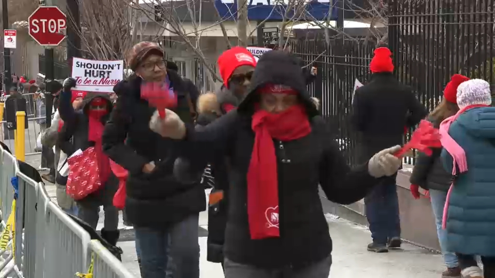 Striking New York City nurses hold day of action to protest ICE