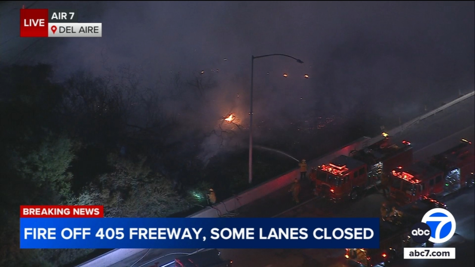 Grass fire shuts down several lanes on 405 Freeway near Hawthorne Grass fire shuts down several lanes on 405 Freeway near Hawthorne