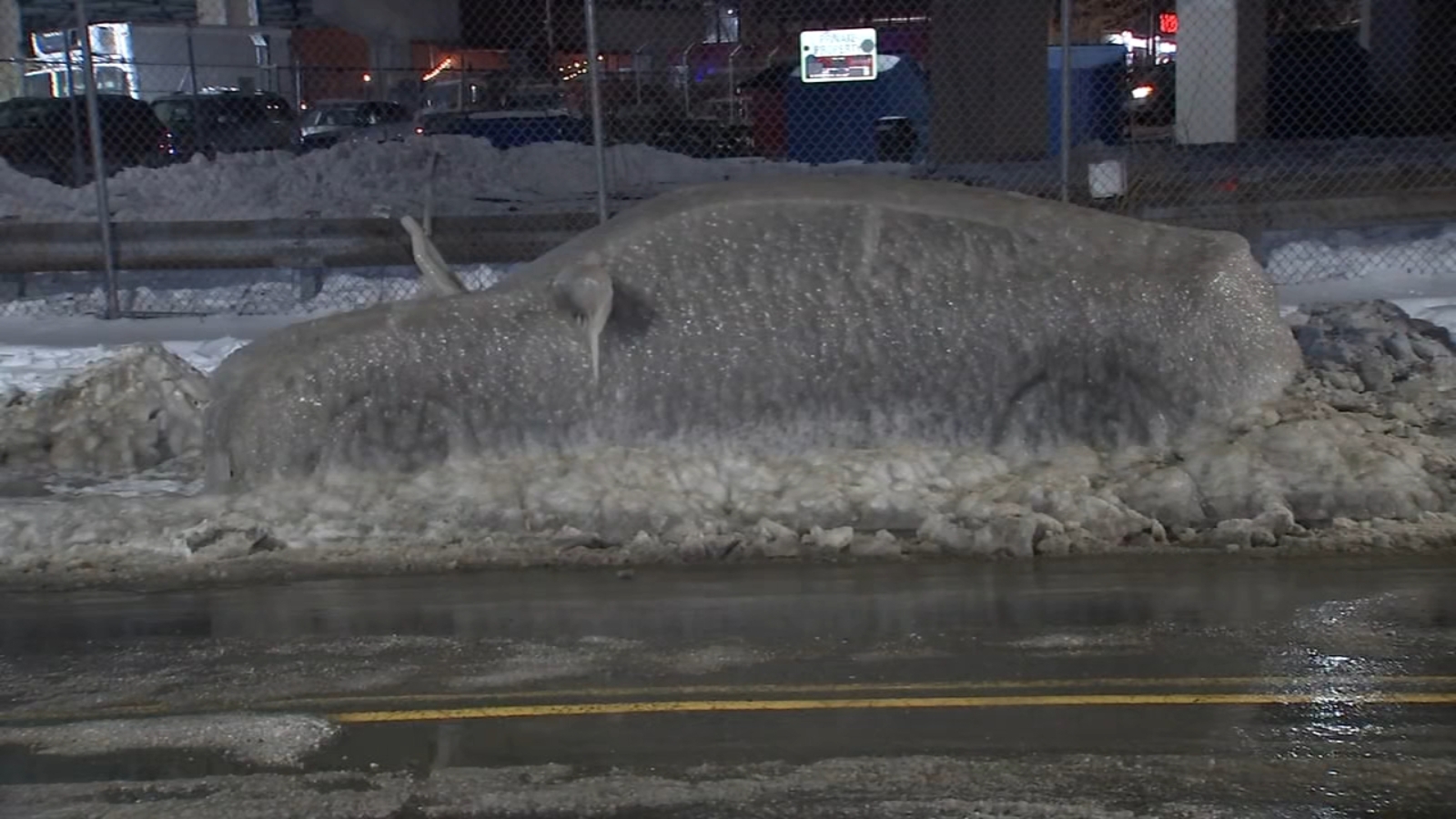 Philadelphia woman finds car encased in ice after apparent pipe burst nearby
